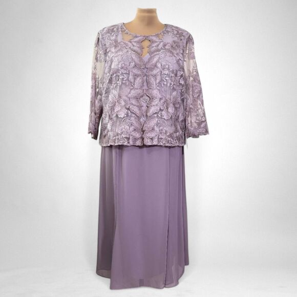 ALEX EVENINGS Plus Size A-Line Dress With Lace Mock Jacket, NWT! Size 22W - Picture 1 of 8